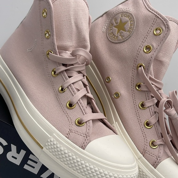 Converse WMNS CTAS LIFT HI
FLUSH STONE/EGRET/GOLD A10431C Platforms Sneakers - Picture 7 of 16